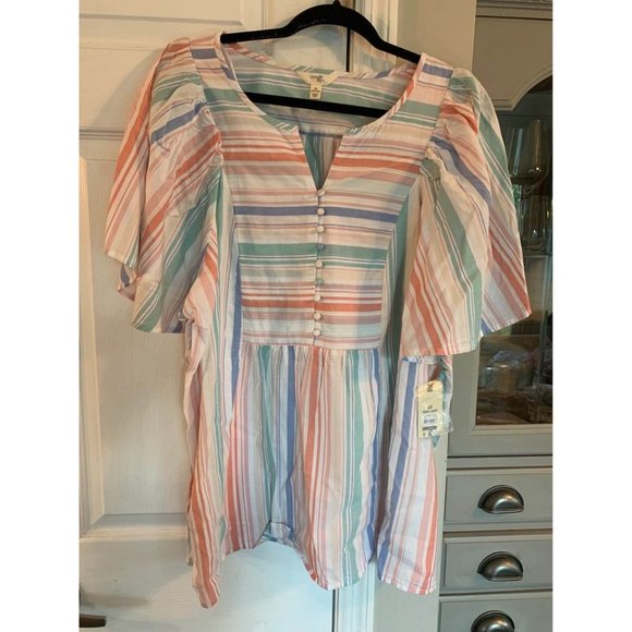 Terra & Sky Tops - 2X Summer Striped Top